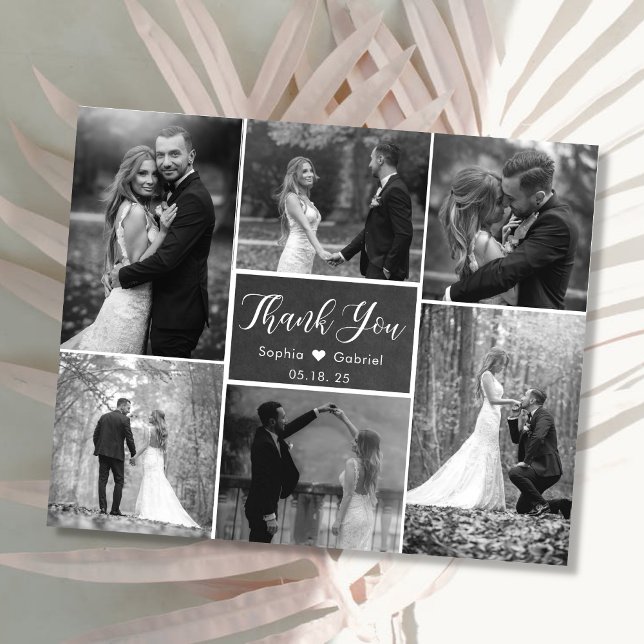 Budget Chalkboard Photo Collage Wedding Thank You  Flyer (Creator Uploaded)