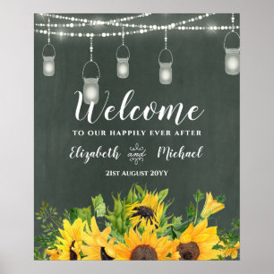 Budget CHALKBOARD Wedding Welcome Sign Sunflowers