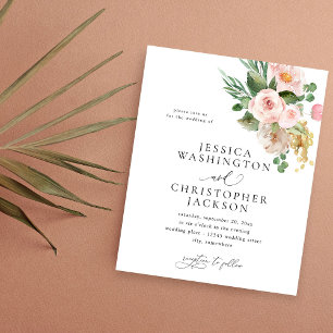 Budget Champagne & Pink Floral Wedding Flyer