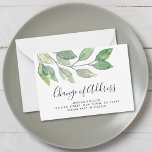 Budget Change of Address Moving Announcement Card<br><div class="desc">Please note that this card is small 3.5" x 2.5" and not suitable for mailing. If you would like to mail them please change the size to 3.5 x 5 or larger. This budget moving announcement mini card is decorated with minimalist watercolor foliage in shades of green. Easily customizable. Use...</div>