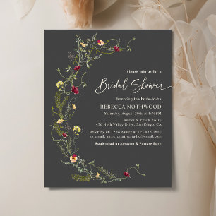 Budget Charcoal Grey Wildflower Bridal Shower