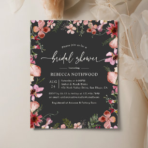 Budget Charcoal Pink Bridal Shower Invitation