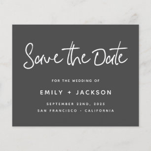Budget Charcoal Script Modern Simple Save the Date Flyer