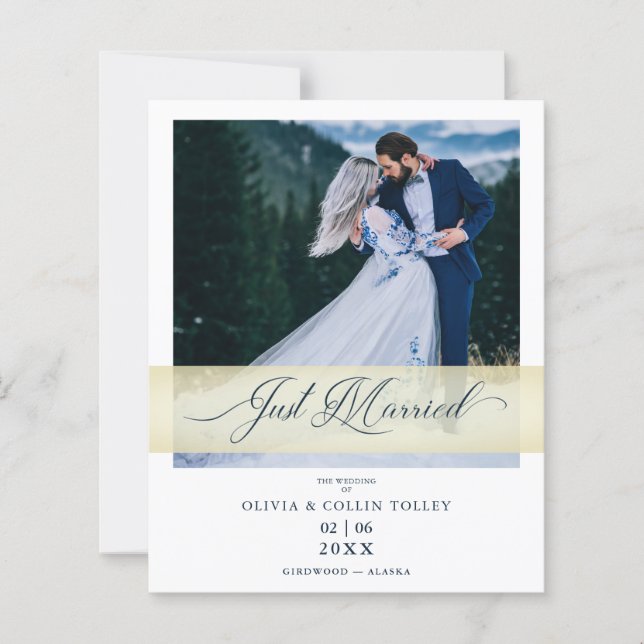 Budget Cheap Photo Just Married Hand Letterd Quote (Front)