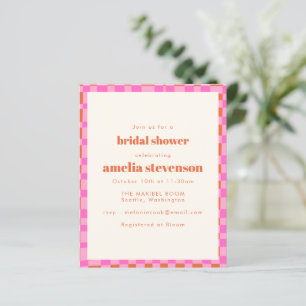 Budget Checker Pink Orange Bridal Shower Invite