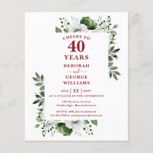 Budget  Cheers To 40 Years Anniversary Invitation
