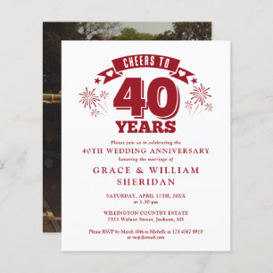 Budget Cheers To 40th Anniversary Photo Invite