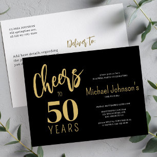 Budget cheers to 50 years 50th birthday party invitation postcard