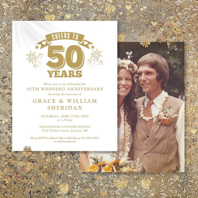Budget Cheers To 50th Anniversary Photo Invite (Budget Cheers To 50th Anniversary Photo Invite)