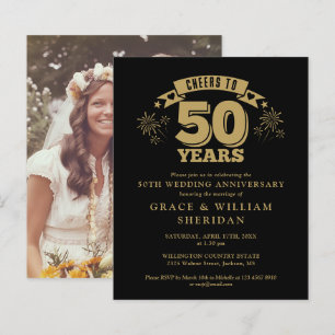 Budget Cheers To 50th Anniversary Photo Invite