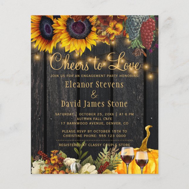 Budget Cheers to Love engagement party invitation (Front)