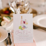 Budget Cheers to Love Wine Tasting Bridal Shower<br><div class="desc">Raise a glass to the bride-to-be with this elegant wine bridal shower invitation. The budget design features a hand-painted watercolor illustration of a bottle of rosé, champagne glass, red wine glass, white wine glass, grapes, cheese, and a vine leaf, perfect for wine tasting, charcuterie board, or brunch and bubbly bridal...</div>