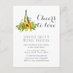 Budget Cheers to Love Wine Tasting Invitation Postcard
