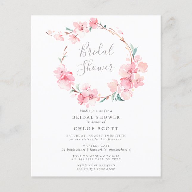  Budget Cherry Blossom Bridal Shower Invitation Flyer (Front)