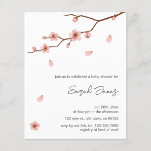 Budget Cherry Blossom Floral Baby Shower Invites