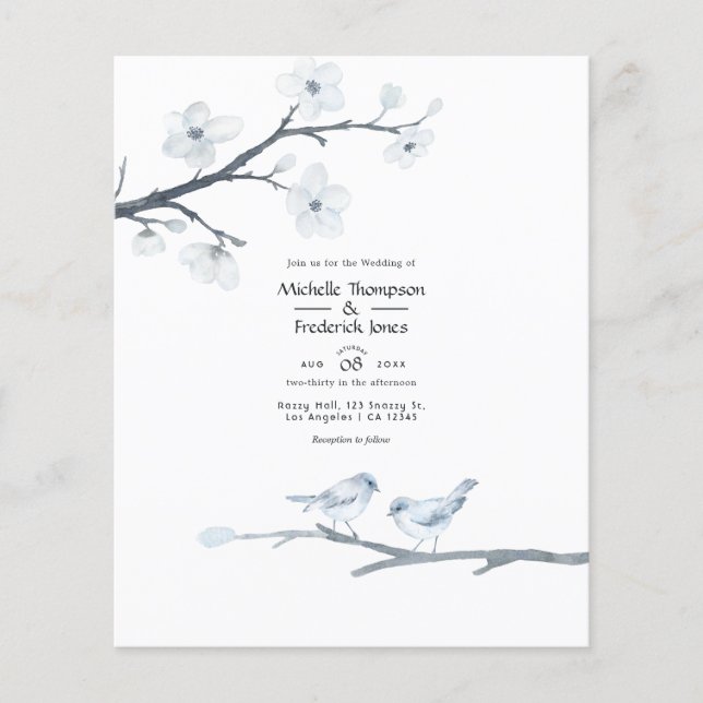 Budget Cherry Blossoms Wedding Invitation Flyer (Front)