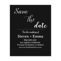 Budget chic black and white Wedding Save the Date 