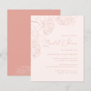 Budget Chic Blush Hand-drawn Peonies Bridal Shower