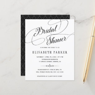 Budget chic calligraphy bridal shower invitation