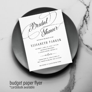 Budget chic calligraphy bridal shower invitation flyer