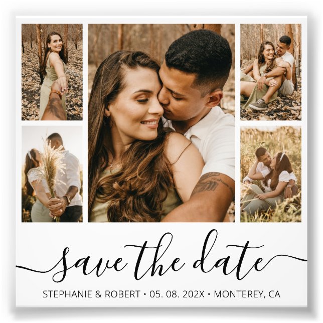 Budget Chic Calligraphy Photo Save The Date Print (Front)