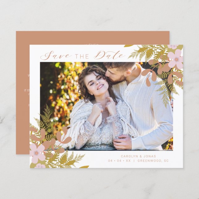 Budget Chic Dusty Shades Branches Photo Wedding (Front/Back)