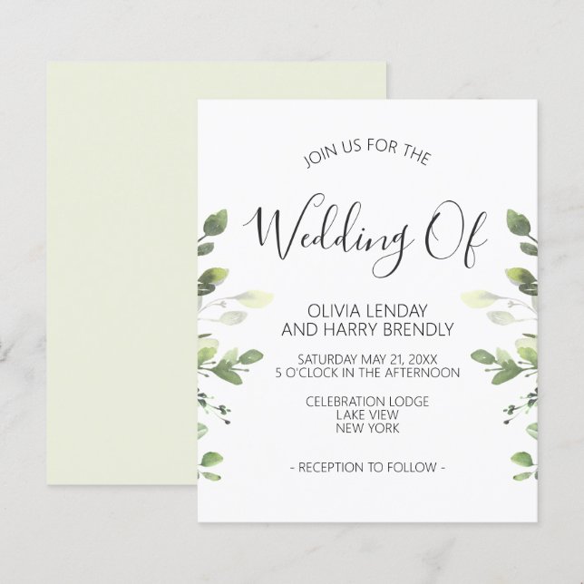 Budget Chic Eucalyptus Greenery Wedding Invitation (Front/Back)