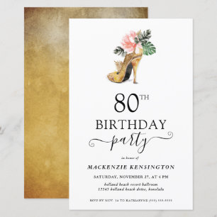 Budget Chic Floral Gold High Heels 80th Birthday