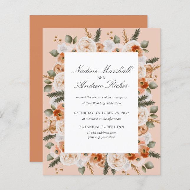 Budget Chic Orange Ivory Sage green frame Wedding (Front/Back)