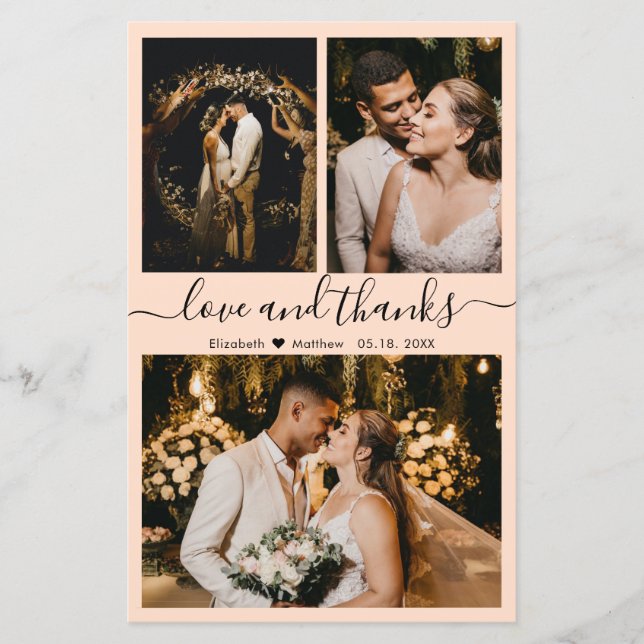 Budget Chic Photo Collage Wedding Thank You Card (Front)