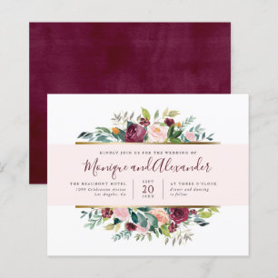 Budget Chic Pink Stripe Watercolor Floral Wedding