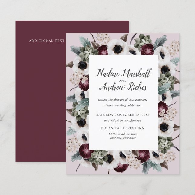 Budget Chic Plum Ivory Sage pink frame Wedding (Front/Back)