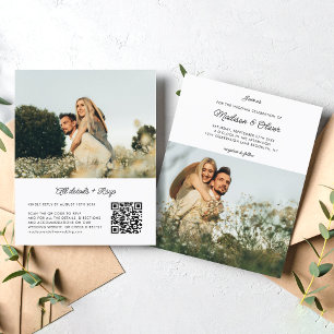 BUDGET Chic Rustic Script 2 Photo QR Code Wedding