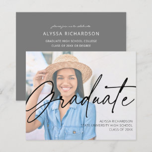 Budget Chic Script H Photo Graduation Party Grey