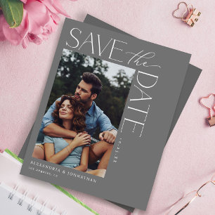 Budget Chic Stylish Mod Photo Save the Date 2 Grey