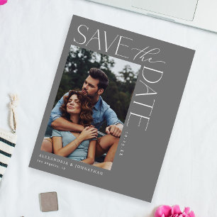 Budget Chic Stylish Mod Photo Save the Date 2 Grey Flyer