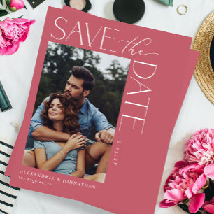 Budget Chic Stylish Mod Photo Save the Date 2 Pink