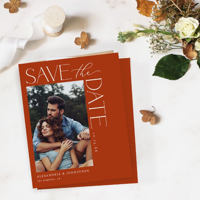 Budget Chic Stylish Mod Photo Save the Date 2 Rust (Creator Uploaded)