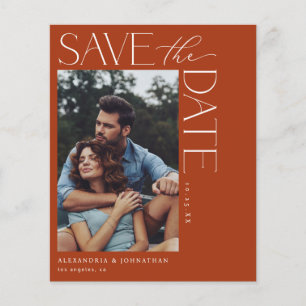 Budget Chic Stylish Mod Photo Save the Date 2 Rust Flyer