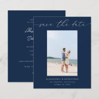 Budget Chic Stylish Mod Photo Save the Date 3 Navy