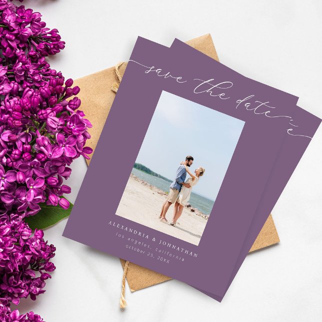 Budget Chic Stylish Mod Photo Save the Date 3 Purp (Creator Uploaded)