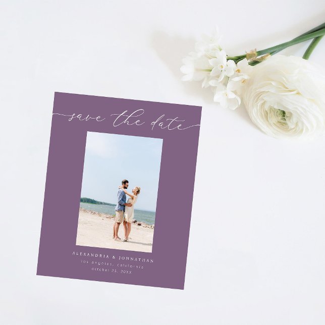 Budget Chic Stylish Mod Photo Save the Date 3 Purp Flyer (Creator Uploaded)