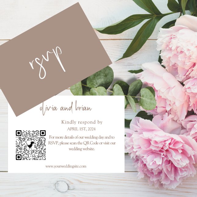 Budget Chic Wedding RSVP QR Code Enclosure  Card (Creator Uploaded)