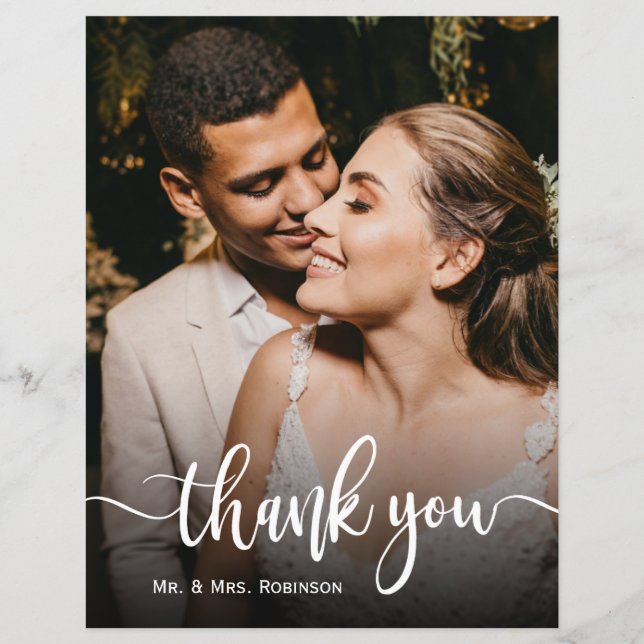 Budget Chic Whimsical Script Wedding Thank You Flyer (Front)