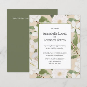 BUDGET Chic White Flowers leaves ivoryWedding