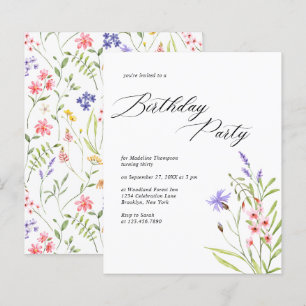 BUDGET Chic Wildflower Watercolor Adult Birthday