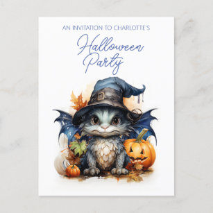 Budget Children's Watercolor Baby Dragon Halloween Postcard