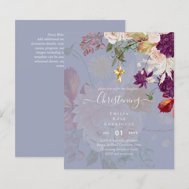 BUDGET CHRISTENING Invite Baptism Bautizo Bautismo (Front/Back)