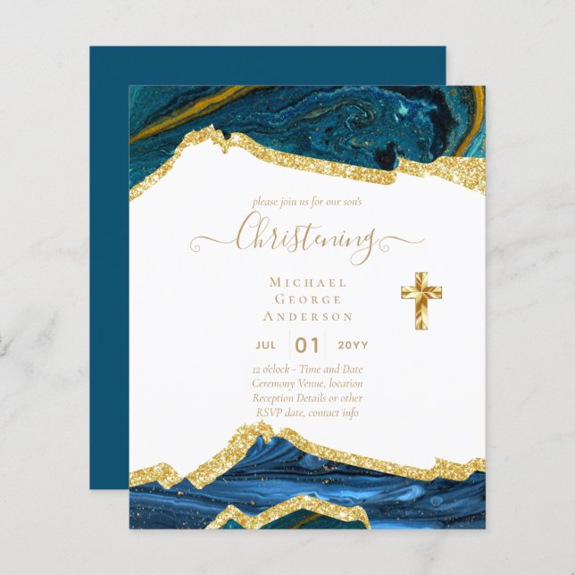 BUDGET CHRISTENING Invite Baptism Bautizo Bautismo (Front/Back)
