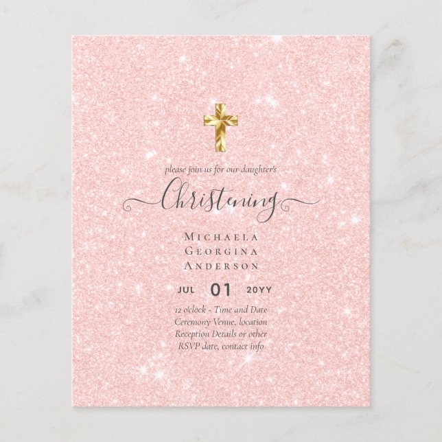 BUDGET CHRISTENING Invite Baptism Bautizo Bautismo Flyer (Front)